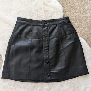 Free People Black Faux Leather Mini Skirt